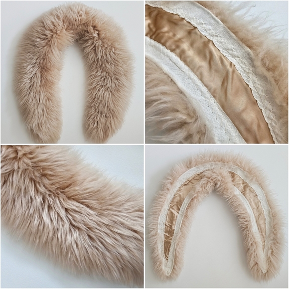 Vintage 100% Luxurious Cashmere Elegant  Cream Coat Robe, Detachable Fur Collar - Picture 15 of 16